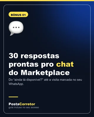 Capa do bônus 1: 30 respostas prontas pro chat do Marketplace